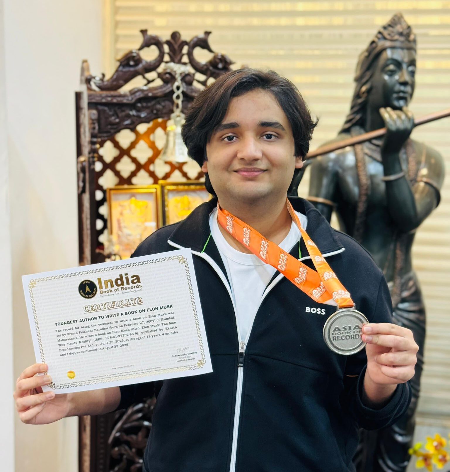 Recognised by "The Asia Book of Records". as the “Youngest Author” to write on Elon Musk